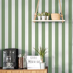 Galerie Wallcoverings Product Code G45401 - Smart Stripes 3 Wallpaper Collection - Green Colours - Awning Stripe Design