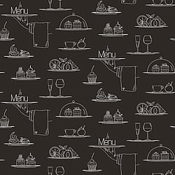 Galerie Wallcoverings Product Code G45408 - Just Kitchens Wallpaper Collection - Black Colours - Chalkboard Menu Design