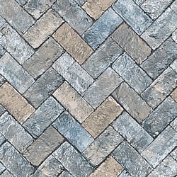 Galerie Wallcoverings Product Code G45425 - Just Kitchens Wallpaper Collection - Blues Taupe Colours - Herringbone Brick Design
