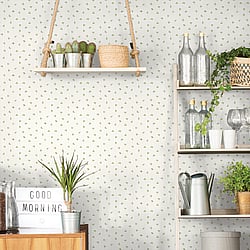 Galerie Wallcoverings Product Code G45437 - Just Kitchens Wallpaper Collection - Green White Colours - Leaf Toss Design