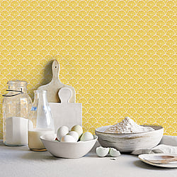 Galerie Wallcoverings Product Code G45438 - Just Kitchens Wallpaper Collection - Yellow Colours - Lemon Scallop Design