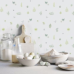 Galerie Wallcoverings Product Code G45443 - Just Kitchens Wallpaper Collection - Green White Colours - Meadow Spot Design