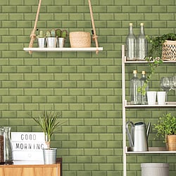 Galerie Wallcoverings Product Code G45446 - Just Kitchens Wallpaper Collection - Green Colours - Metro Tile Design