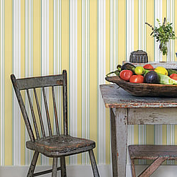Galerie Wallcoverings Product Code G45448 - Just Kitchens Wallpaper Collection - Yellow Green White Colours - Multi Stripe Design