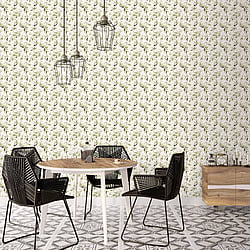 Galerie Wallcoverings Product Code G45450 - Just Kitchens Wallpaper Collection - Green Black White Colours - Olive Drupe Design