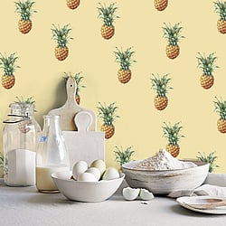 Galerie Wallcoverings Product Code G45452 - Just Kitchens Wallpaper Collection - Yellow Colours - Pineapples Design