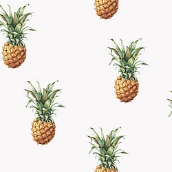Galerie Wallcoverings Product Code G45453 - Just Kitchens Wallpaper Collection - White Green Brown Colours - Pineapples Design