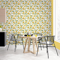 Galerie Wallcoverings Product Code G45458 - Just Kitchens Wallpaper Collection - Yellow Green White Colours - Sunflower Trail Design