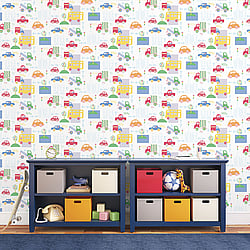 Galerie Wallcoverings Product Code G56010 - Just 4 Kids Wallpaper Collection - Red Blue Green Yellow Orange Colours - Traffic Design