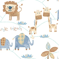 Galerie Wallcoverings Product Code G56022 - Just 4 Kids 2 Wallpaper Collection - Blue Beige Colours - Jungle Friends Design