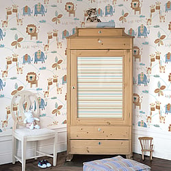 Galerie Wallcoverings Product Code G56022 - Just 4 Kids Wallpaper Collection - Blue Beige Colours - Jungle Friends Design