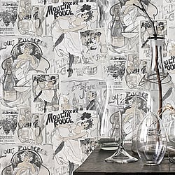 Galerie Wallcoverings Product Code G56115 - Nostalgie Wallpaper Collection - Silver Grey Colours - Champagne Posters Design