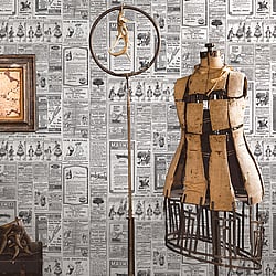 Galerie Wallcoverings Product Code G56143 - Nostalgie Wallpaper Collection - Black Colours - Newspapers Design