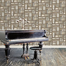 Galerie Wallcoverings Product Code G56154 - Nostalgie Wallpaper Collection - Brown Colours - Natural books Design