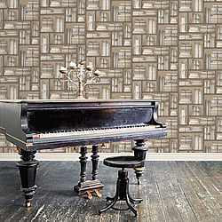 Galerie Wallcoverings Product Code G56154 - Nostalgie Wallpaper Collection - Brown Colours - Natural books Design