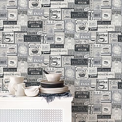 Galerie Wallcoverings Product Code G56170 - Nostalgie Wallpaper Collection - Silver Grey Colours - Enamel Signs Design