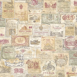 Galerie Wallcoverings Product Code G56173 - Memories 2 Wallpaper Collection - Beige Colours - Wine Labels Design