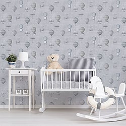 Galerie Wallcoverings Product Code G56201 - Nostalgie Wallpaper Collection - Silver Grey Colours - Air Ships Design