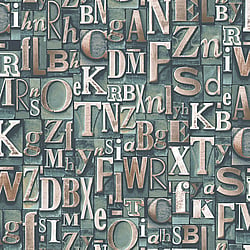 Galerie Wallcoverings Product Code G56204 - Nostalgie Wallpaper Collection - Green Colours - Block Letters Design