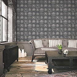 Galerie Wallcoverings Product Code G56228 - Nostalgie Wallpaper Collection - Silver Grey Colours - Industrial Tiles Design