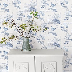 Galerie Wallcoverings Product Code G56287 - Nostalgie Wallpaper Collection - Blue Colours - Postale Rose Design