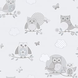 Galerie Wallcoverings Product Code G56503 - Just 4 Kids 2 Wallpaper Collection - Grey Colours - Mono Owls Design