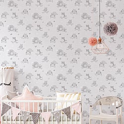 Galerie Wallcoverings Product Code G56503 - Just 4 Kids 2 Wallpaper Collection - Grey Colours - Mono Owls Design