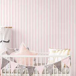 Galerie Wallcoverings Product Code G56518 - Just 4 Kids 2 Wallpaper Collection - Pink White Colours - Regency Stripe Design