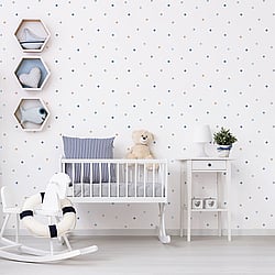 Galerie Wallcoverings Product Code G56520 - Just 4 Kids 2 Wallpaper Collection - Blue Grey Beige White Colours - Giant Polko Dots Design