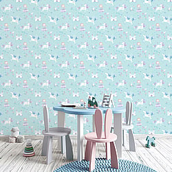 Galerie Wallcoverings Product Code G56524 - Just 4 Kids 2 Wallpaper Collection - Blue White Purple Colours - Unicorns and Princesses Design