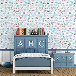 Galerie Wallcoverings Product Code G56537 - Just 4 Kids 2 Wallpaper Collection - Blue Multicoloured Colours - Alphabet Design
