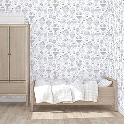 Galerie Wallcoverings Product Code G56542 - Just 4 Kids 2 Wallpaper Collection - Grey Beige White Colours - Balloon Journey Design