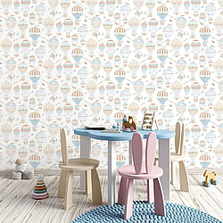 Galerie Wallcoverings Product Code G56544 - Just 4 Kids 2 Wallpaper Collection - Blue Beige Colours - Balloon Journey Design