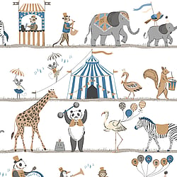 Galerie Wallcoverings Product Code G56546 - Just 4 Kids 2 Wallpaper Collection - Blue Grey Black Beige Colours - Circus Parade Design