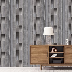 Galerie Wallcoverings Product Code G56571 - Texstyle Wallpaper Collection - Black Greys Colours - Agen Stripe Design