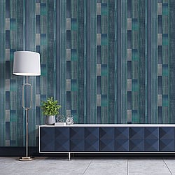 Galerie Wallcoverings Product Code G56575 - Texstyle Wallpaper Collection - Turquoise Navy Colours - Agen Stripe Design