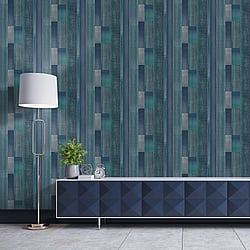 Galerie Wallcoverings Product Code G56575 - Texstyle Wallpaper Collection - Turquoise Navy Colours - Agen Stripe Design