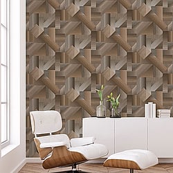 Galerie Wallcoverings Product Code G56625 - Texstyle Wallpaper Collection - Browns Colours - Shape Shifter Design