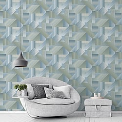 Galerie Wallcoverings Product Code G56627 - Texstyle Wallpaper Collection - Mixed Greens Colours - Shape Shifter Design