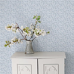 Galerie Wallcoverings Product Code G56668 - Small Prints Wallpaper Collection - Blue Grey White Colours - Mini Mod Floral Design
