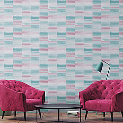 Galerie Wallcoverings Product Code G67744 - Special Fx Wallpaper Collection - Blue Pink Silver Colours - Glitter Block Design