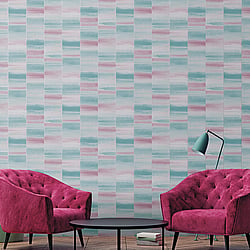 Galerie Wallcoverings Product Code G67744 - Special Fx Wallpaper Collection - Blue Pink Silver Colours - Glitter Block Design
