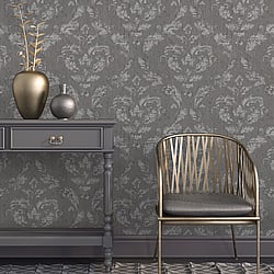 Galerie Wallcoverings Product Code G67782 - Ambiance Wallpaper Collection - Charcoal Silver Colours - In Lay Design