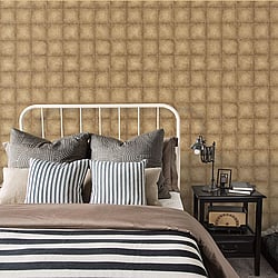 Galerie Wallcoverings Product Code G67793 - Ambiance Wallpaper Collection - Yellow Gold Colours - Metallic Tile Design