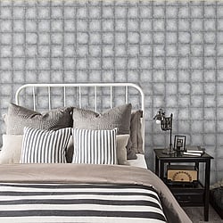 Galerie Wallcoverings Product Code G67794 - Ambiance Wallpaper Collection - Charcoal Silver Colours - Metallic Tile Design