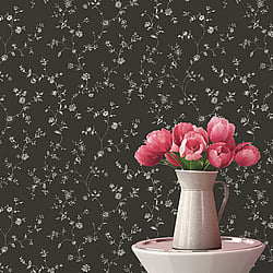 Galerie Wallcoverings Product Code G67861 - Miniatures 2 Wallpaper Collection - Black White Colours - Floral Trail Design