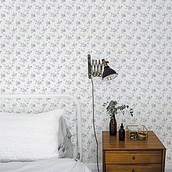 Galerie Wallcoverings Product Code G67892 - Miniatures 2 Wallpaper Collection - Blue White Colours - Medium rose trail Design