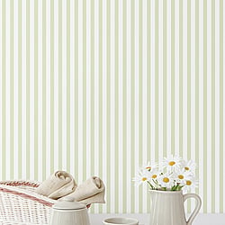 Galerie Wallcoverings Product Code G67910 - Miniatures 2 Wallpaper Collection - Green White Colours - Narrow Stripe Design