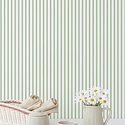 Galerie Wallcoverings Product Code G67928 - Miniatures 2 Wallpaper Collection - Green White Colours - Ticking Stripe Design