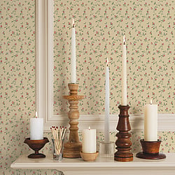 Galerie Wallcoverings Product Code G67934 - Miniatures 2 Wallpaper Collection - Red Cream Green Colours - Small Rose Trail Design